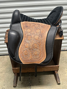 Sanlucar, Standard Tree, Black suede w/natural tooling