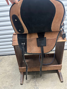 Sanlucar, Standard Tree, Black suede w/natural tooling