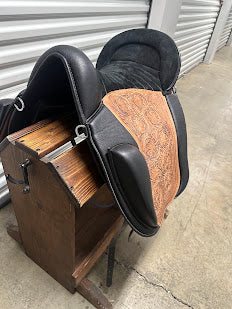 Sanlucar, Standard Tree, Black suede w/natural tooling