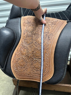 Sanlucar, Standard Tree, Black suede w/natural tooling