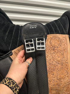 Sanlucar, Standard Tree, Black suede w/natural tooling